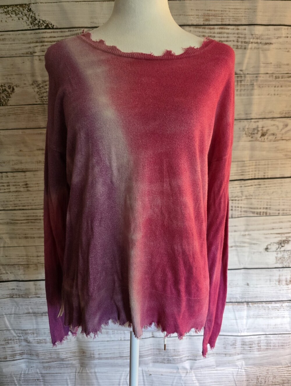 Lisa Todd Hot Pink Purple Tie-Dye Long Sleeve 100% Cotton Top Size Small - Picture 7 of 11